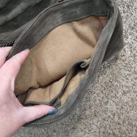 BE and D Suede Shoulder Bag Gray Python Embossed Rare Y2k Vintage Inspired - Picture 10 of 16